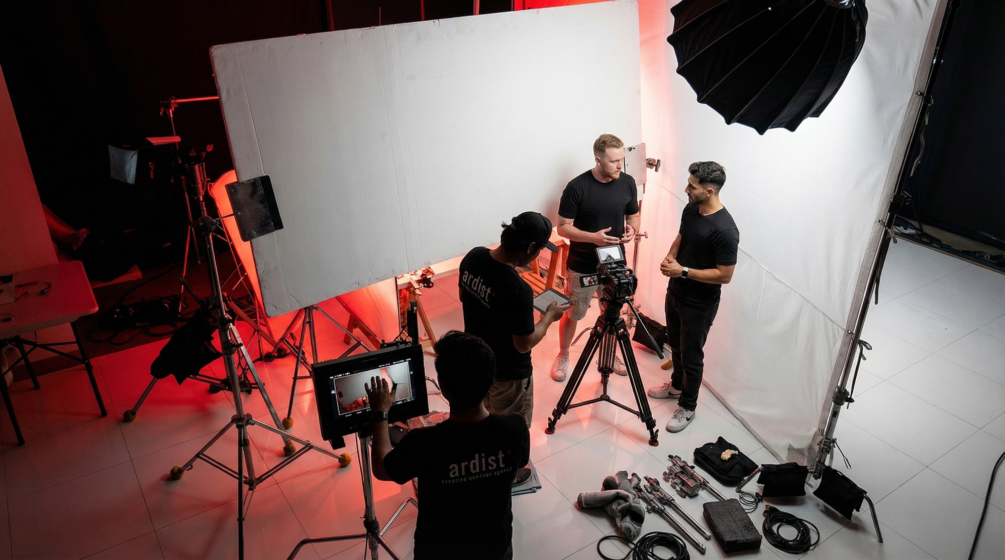 ardist video production crew filming in a professional studio in Kingston, Ontario
