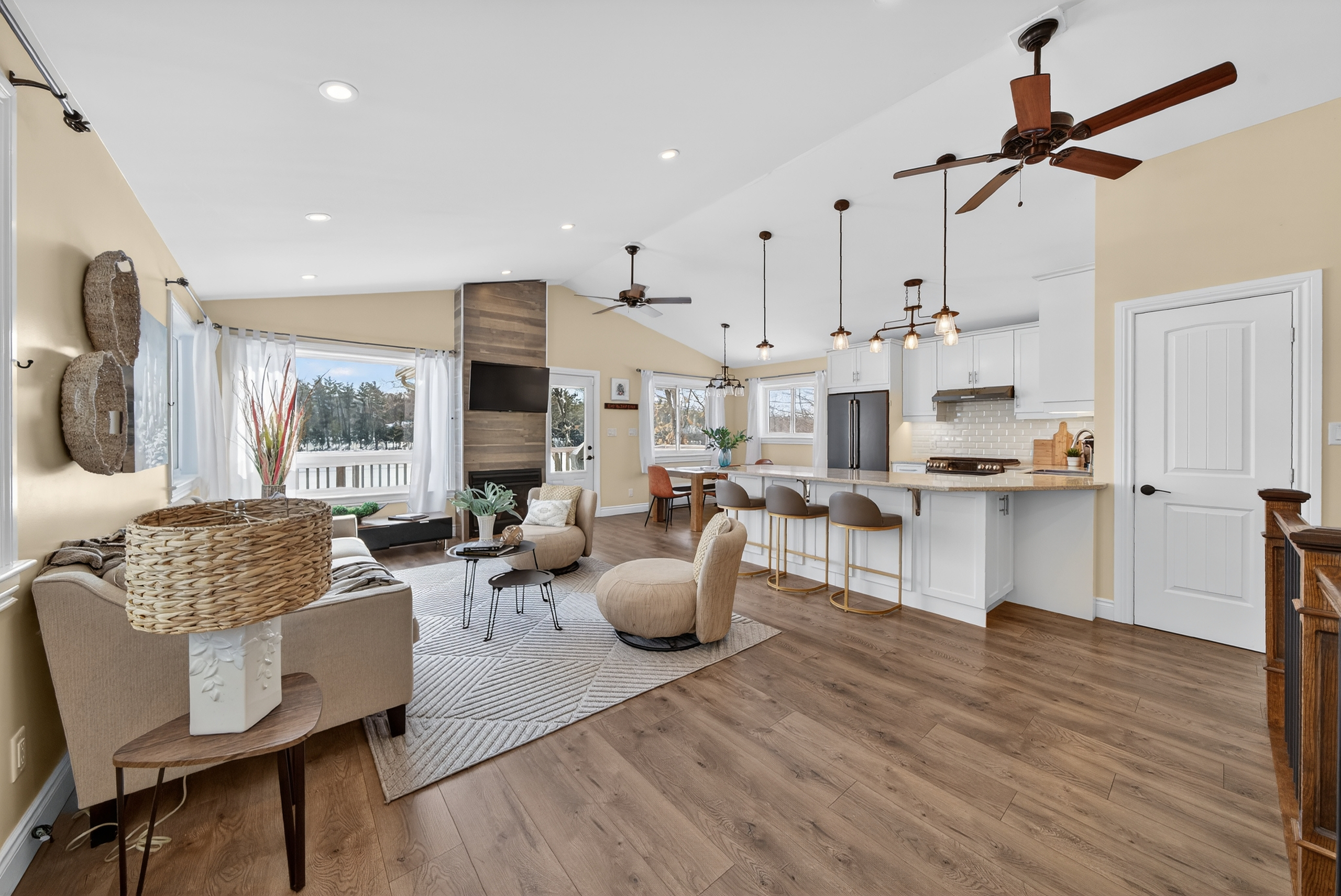Open concept living room and kitchen real estate photography Kingston Ontario